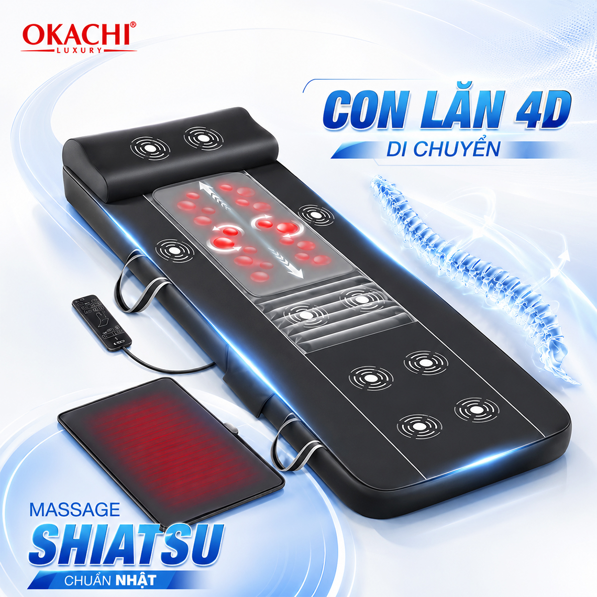 Nệm massage toàn thân OKACHI JP-M819 (Con lăn chạy)